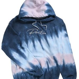 NEW Primitive Apparel Sunny Washed Blue Tie Dye Mens Fleece Pullover Hoodie